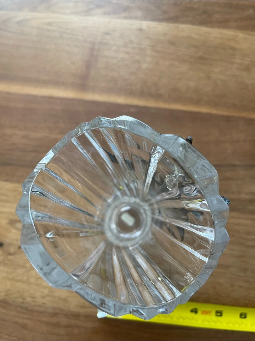 Elegant Clear Glass Vase with Black gray metal Floral Accents